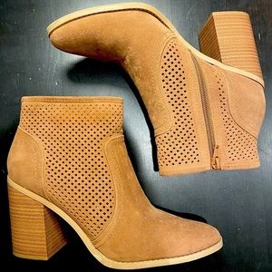 New faux suede perforated ankle booties